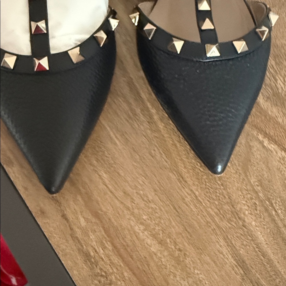 Valentino Black and Gold Studded Mules - Picture 12 of 13